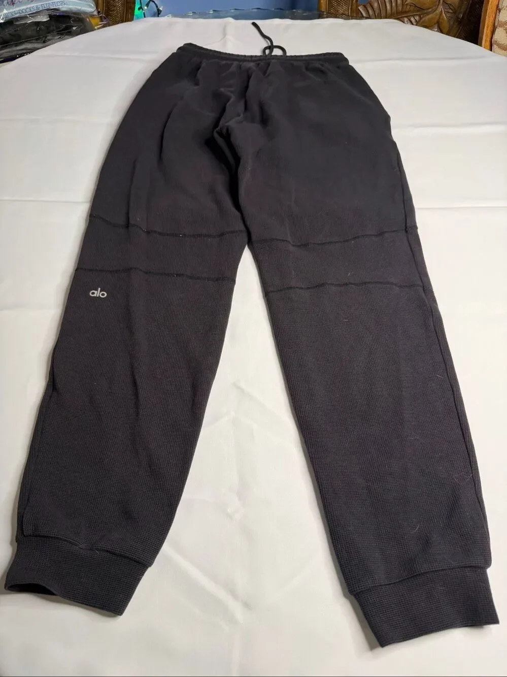 Alo Yoga Waffle Knit Thermal Jogger Sweatpants Charcoal Gray Unisex Size Small